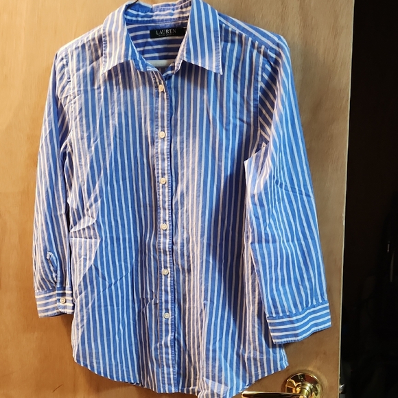 Ralph Lauren Tops - Ralph Lauren Blue and White Striped Shirt